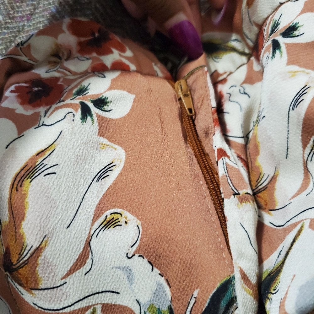 Zara Basic Collection Dusty Rose Pink Floral Silk… - image 5